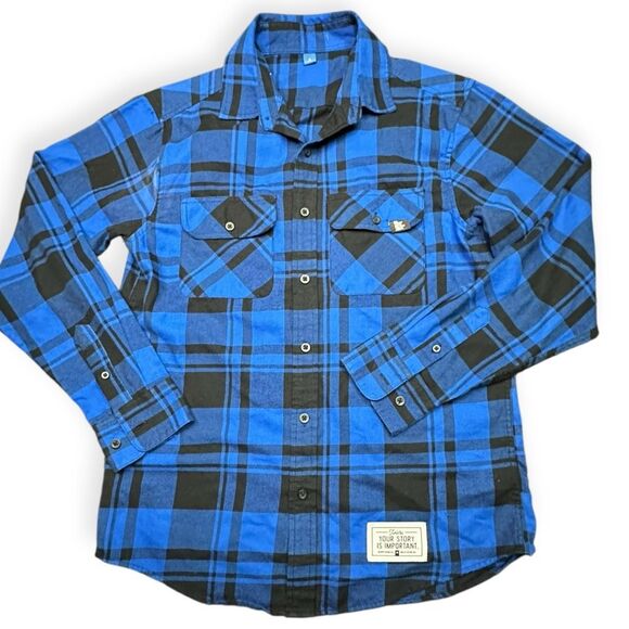 TO WRITE LOVE ON HER ARMS Women’s Blue & Black Plaid “I Refuse To Let Fear Win” - Picture 1 of 6